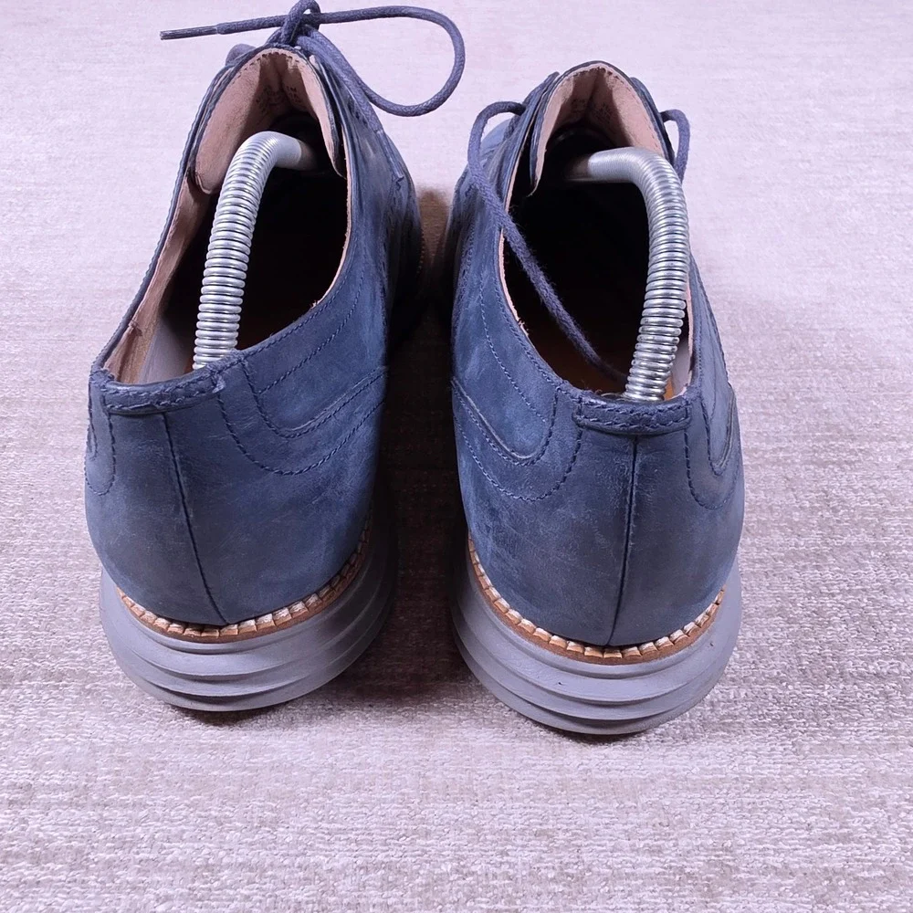 Cole Haan Grand OS Mens 11 Blue Leather Wingtip Oxford C26473 Brogue Dress Shoe